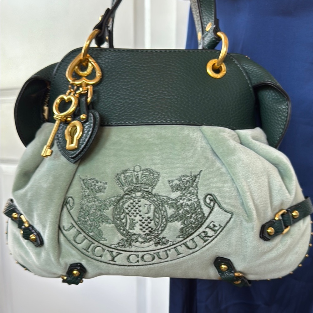 Juicy Couture UK mint teal emerald green and gold handbag NWOT